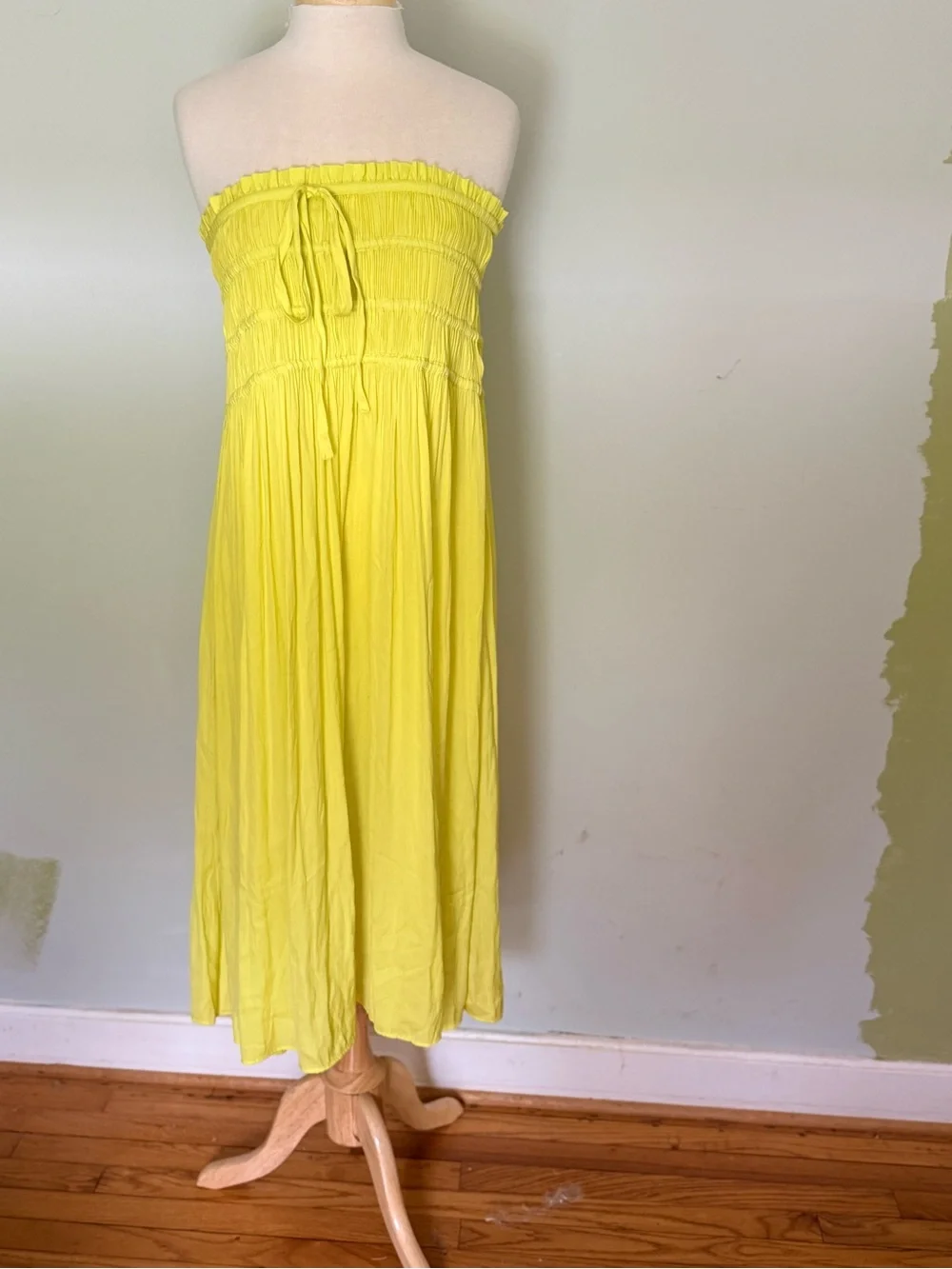 Smocked Waist Lemon Yellow Chiffon Maxi Skirt from Anthropologie Current Air